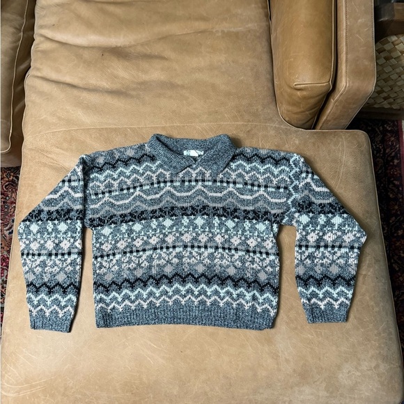 Croquet Club Sweaters - Vintage Croquet Club Collared Geometric Sweater Retro 80’s Size Small